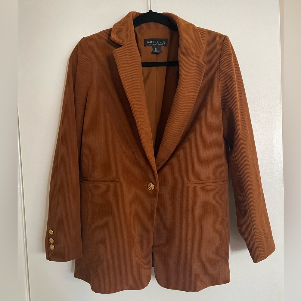 Rachel Zoe burnt orange Velvet-like blazer size S